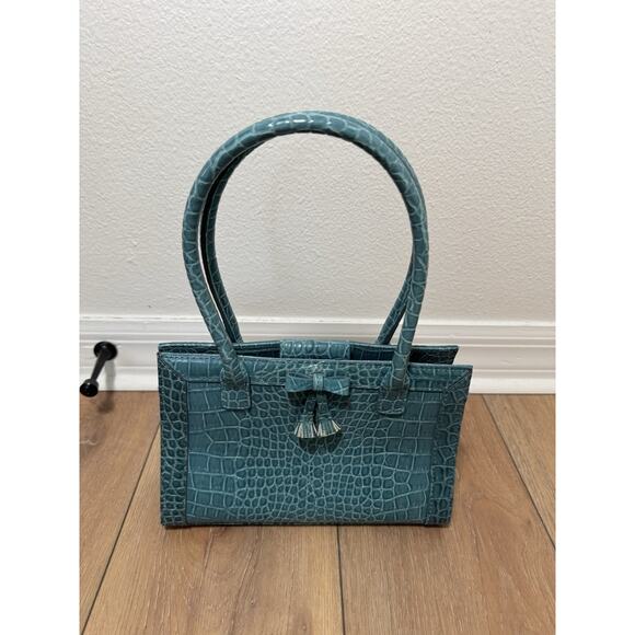 Vintage Liz Claiborne Great Expectations Y2K Teal Croc Embossed Mini Purse Bag - Picture 13 of 14